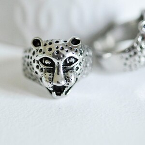 Men's silver leopard head ring 18mm, x1 (G0661)