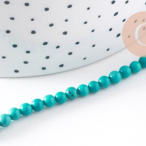 Perle howlite turquoise Bijou pierre naturelle 4mm, x1 fil de 38cm (G5168)