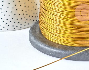 Gold-plated stainless steel sheathed bead wire, 1mm, Jewelry making, metal sheathed wire, jewelry creation, 1mm, x 2 meters (G6780)