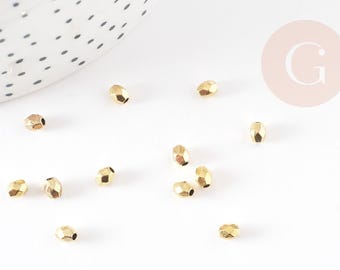 ファセット ゴールド ザマック スペーサー ビーズ 4x3.5mm、x50 (6.5gr) (G1547)