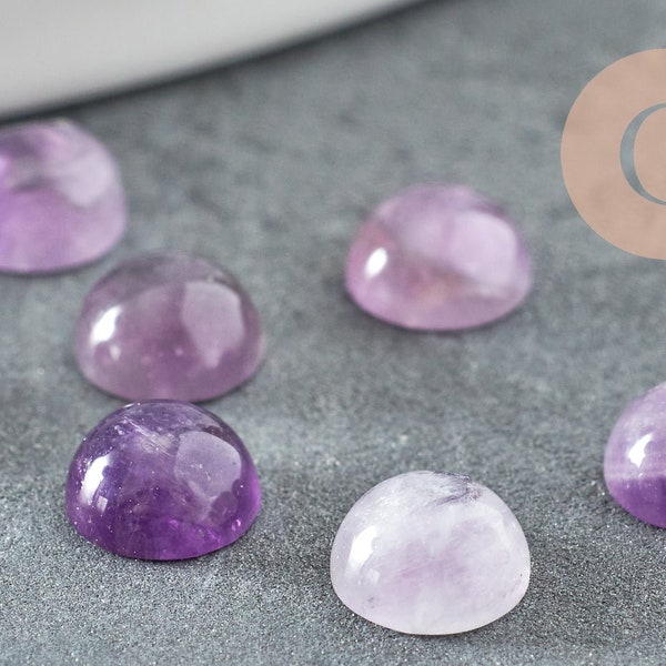 Cabochon rond amethyste, fournitures créatives, cabochon rond, amethyste naturelle,pierre naturelle,6mm, X1 G0177