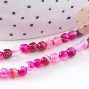 天然ピンク瑪瑙ビーズ、4mm、35cm×1連（G0493）