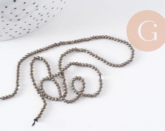 Faceted pyrite beads 3mm, pyrite beads, natural pyrite, 40cm strand, x1 (G2094)