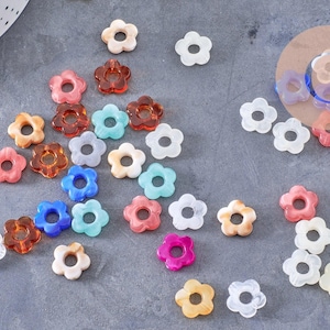 Cuentas de resina multicolor con forma de flor para pendientes de aro intercambiables, 14,5 mm, x20 (G10333)