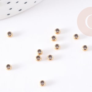 Crimp beads 304 stainless steel Gold 3x2mm, stainless steel supply, x50 (G1178)