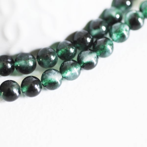 Green jade bead, round beads, jade bead, natural jade, green jade, natural stone, 6mm, strand of 60 beads, G1785