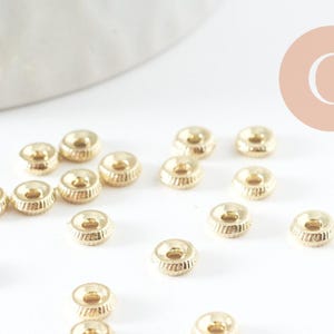5mm gold-plated zamac ribbed disc beads, gold spacer beads for jewelry making x20 G9546