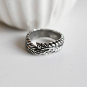 Adjustable silver feather ring, jewelry creation, minimalist jewelry, silver men's ring support, 17mm -G0446