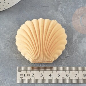 Ecrin bijou coquillage Velours jaune moutarde 3.5x3.8cm, x1 (G5097)