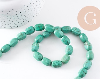 Long oval turquoise bead, natural howlite, turquoise bead, stone bead, 39cm strand x1 (G5465)