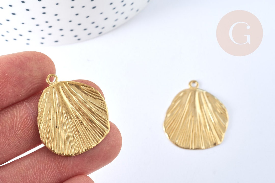 Raw Brass Textured Leaf Pendant 32mm, Raw Brass Jewelry Supplies, X2