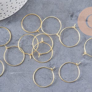Gold-plated brass hoop earrings, 25mm, x 20-50-100 (G0973)