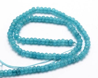 Blue jade abacus bead, jade bead, natural stone, natural jade, faceted bead, 4x2mm, 36cm wire G4634