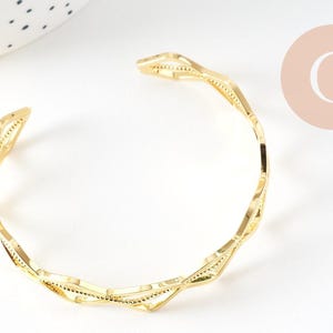 Bracelet jonc réglable lisange laiton doré 14k 50mm, x1 (G4698)