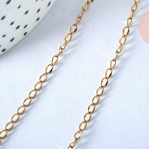 14k Gold Plated Steel Full Chain Necklace, Nickel Free, Fashion Chain, 2.4mm, 41cm, x1 (G6806)