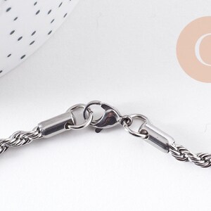 Collier Chaine complète torsadée acier 304 inoxydable platine 3.8mm/60cm, x1 (G1113)