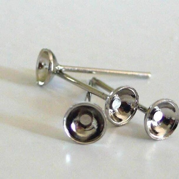 clous-puces oreille platine avec plateau, boucles d'oreille,création bijoux,oreille percée,diamètre 4mm, lot de 10,G2869