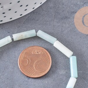 Perle amazonite naturelle 13mm tube, perle pierre x1 fil de 40cm (G5204)