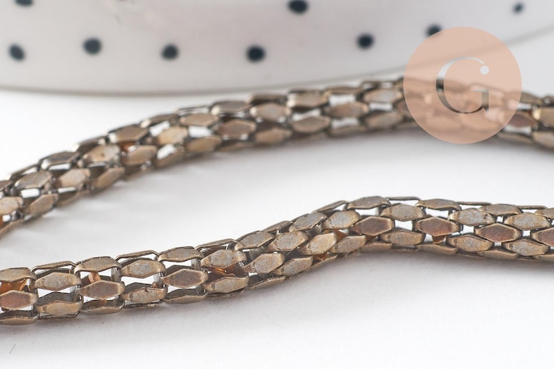 Chaine serpent écailles bronze, chaine bijou, fantaisie,grossiste chaine,5 mm, x1 metre, (G2495)