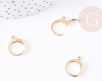 Gold-plated 304 stainless steel sleeper earring hooks, 14.5mm, x10 (G0073)