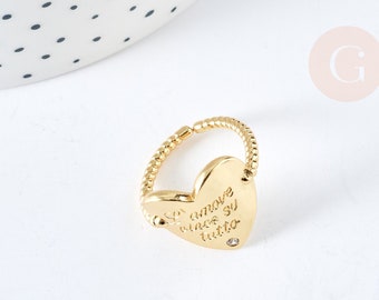 Heart ring "AMORE" golden brass 17.5mm, women's gift idea, unit G8443