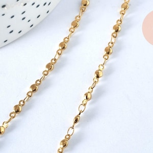 Complete 14k gold-plated steel ball chain, nickel-free fancy chain, gold-plated steel, complete chain, 2.mm, 45.5cm, x1 G0142