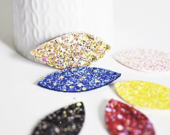 Pétale simili cuir paillettes, fourniture créative,cuir synthétique,fabrication coiffure, accessoire mariage, 57.5mm, lot de 10,G2735