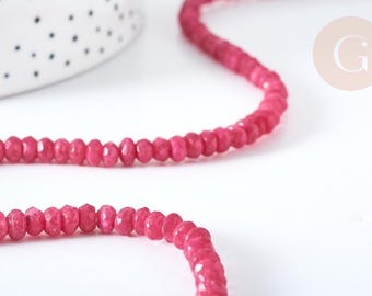 Perle rondelle jade rose foncé,perle jade,pierre naturelle,jade naturel,perle pierre,perle facette,jade,5x3mm,fil 115 perles-G1703