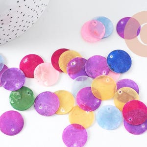 Discos redondos translúcidos de nácar multicolor, colgante de nácar, concha natural, nácar natural, 20 mm, x10 (G2378)