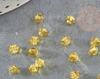 Perles cristal facette jaune, cristal autrichien, perles bicone, perles cristal toupies ,4mm  X20 G4684