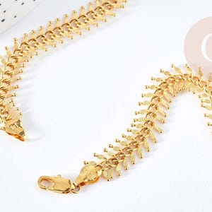 Fishbone full chain 304 stainless steel gold 45cm, creation of xxL stainless steel jewelry x1 (G8358)