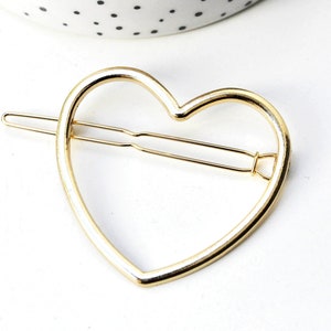 Gold metal heart barrette holder 48.5mm, wedding hairstyle hair accessories, X1 G4387