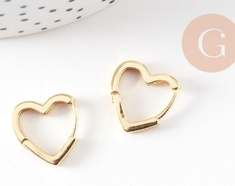 Créoles acier doré inoxydable coeur  bijoux doré sans nickel , oreille percée,16.5mm G3720