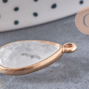 Pendentif goutte quartz, pendentif bijoux, pendentif quartz,pendentif pierre,quartz naturel, cristal de roche,23mm, x1 G0844