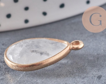 Quartz teardrop pendant, jewelry pendant, quartz pendant, stone pendant, natural quartz, rock crystal, 23mm, x1 G0844