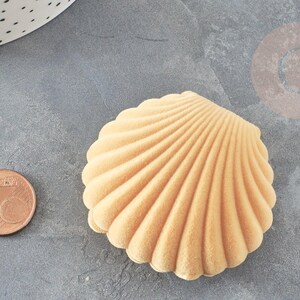 Ecrin bijou coquillage Velours jaune moutarde 3.5x3.8cm, x1 (G5097)