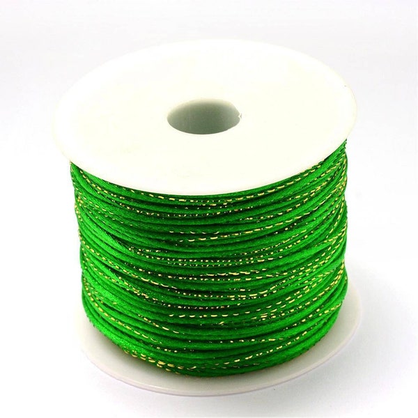 Cordon vert or, fabrication bijoux bijoux,ruban mariage,fourniture créative, scrapbooking, largeur 1.5mm, longueur 1 mètre,G3407