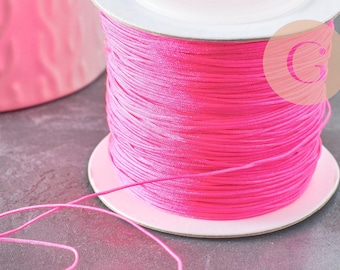 Fluorescent pink jade polyester cord, 0.6mm, jewelry making cord x1 meter G9535
