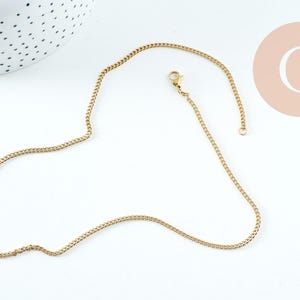 Full flat chain necklace, gold-plated stainless steel, IP 2.2mm/45cm with clasp, x1 (G10731)