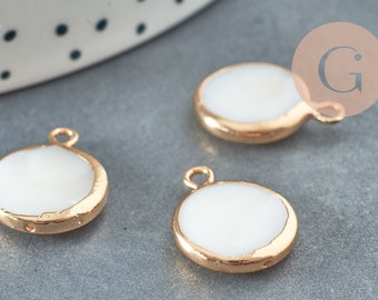 Golden natural white mother-of-pearl pendant, creative supply, round mother-of-pearl pendant, white shell, 12mm, X1 G2140