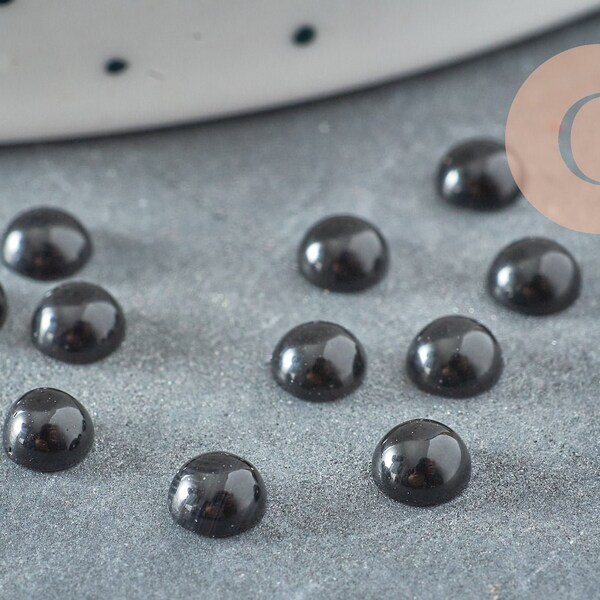 Cabochon obsidienne noire 4mm, obsidienne naturelle, cabochon pierre,4mm, X1 G2912