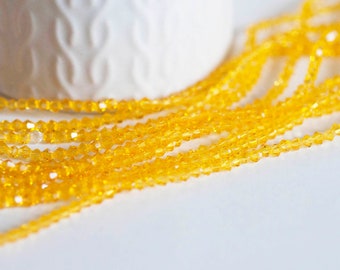 Transparent orange faceted spinning top crystal beads, jewelry beads, creative supply, faceted bicone bead, 41cm wire, 3mm, G2599