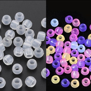 Perle rondelle en plastique blanc 8mm, perle qui change couleur aux UV, X50 G9372