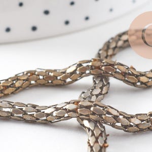 Chaine serpent écailles bronze, chaine bijou, fantaisie,grossiste chaine,5 mm, x1 metre, (G2495)