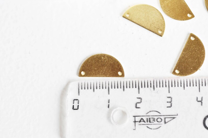 Raw brass semi-circle connector 5 geometric pendant jewelry creation 15mm lot,G2562 connectors raw brass