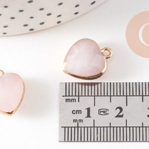 Pendentif coeur quartz rose facette fer doré 17mm,pendentif bijoux pierre naturel, x1 (G0856)