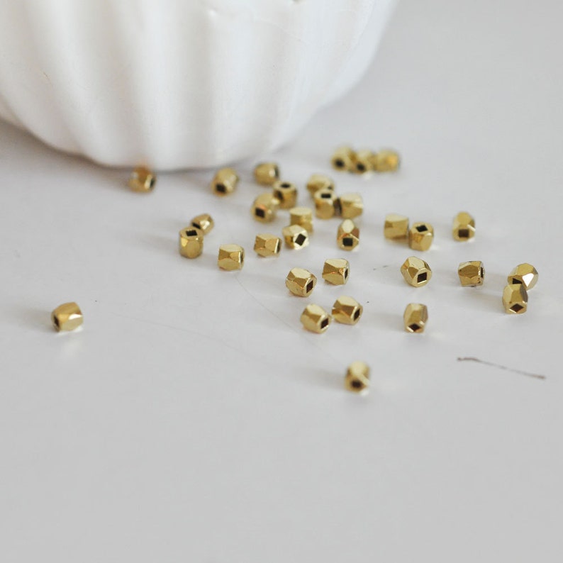 100-200 lot faceted infill beads raw brass pearl 2.5mm creative supply golden beads