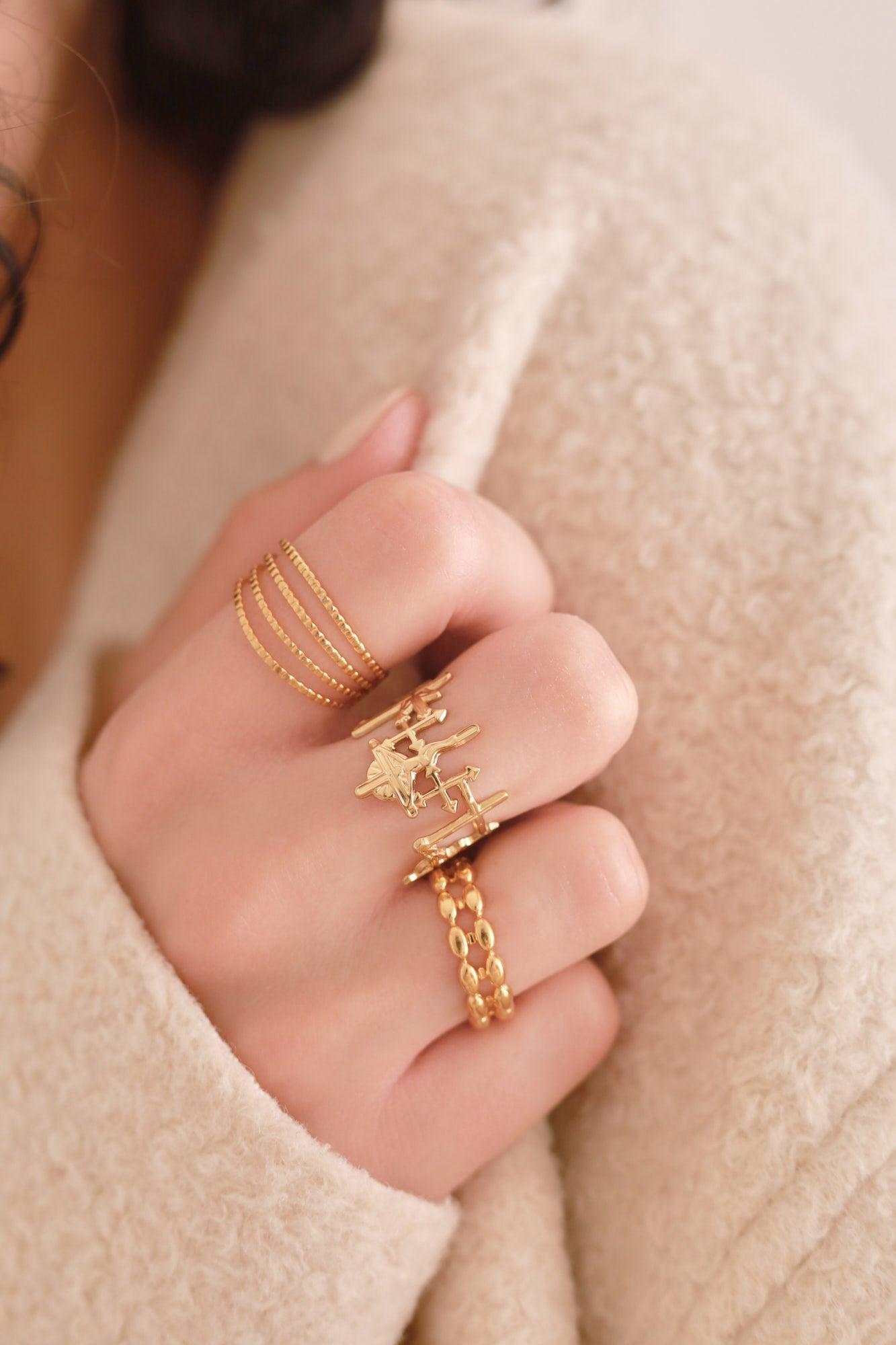 Adjustable Rice Grain Ring in Gold Stainless Steel Size 54, X1