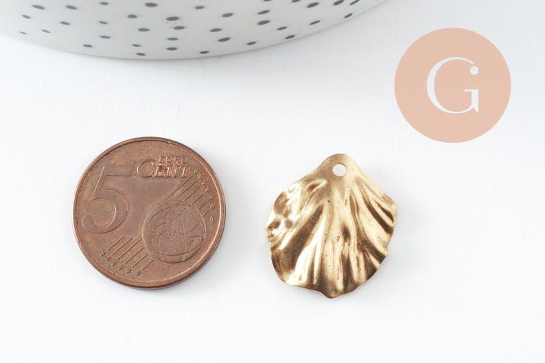 Pendentif feuille laiton brut 20mm, création bijou laiton brut, x2 (G0523)