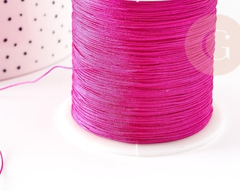 Fuchsia pink jade thread cord, 0.5mm polyester, jewelry making cord x1 meter G9338